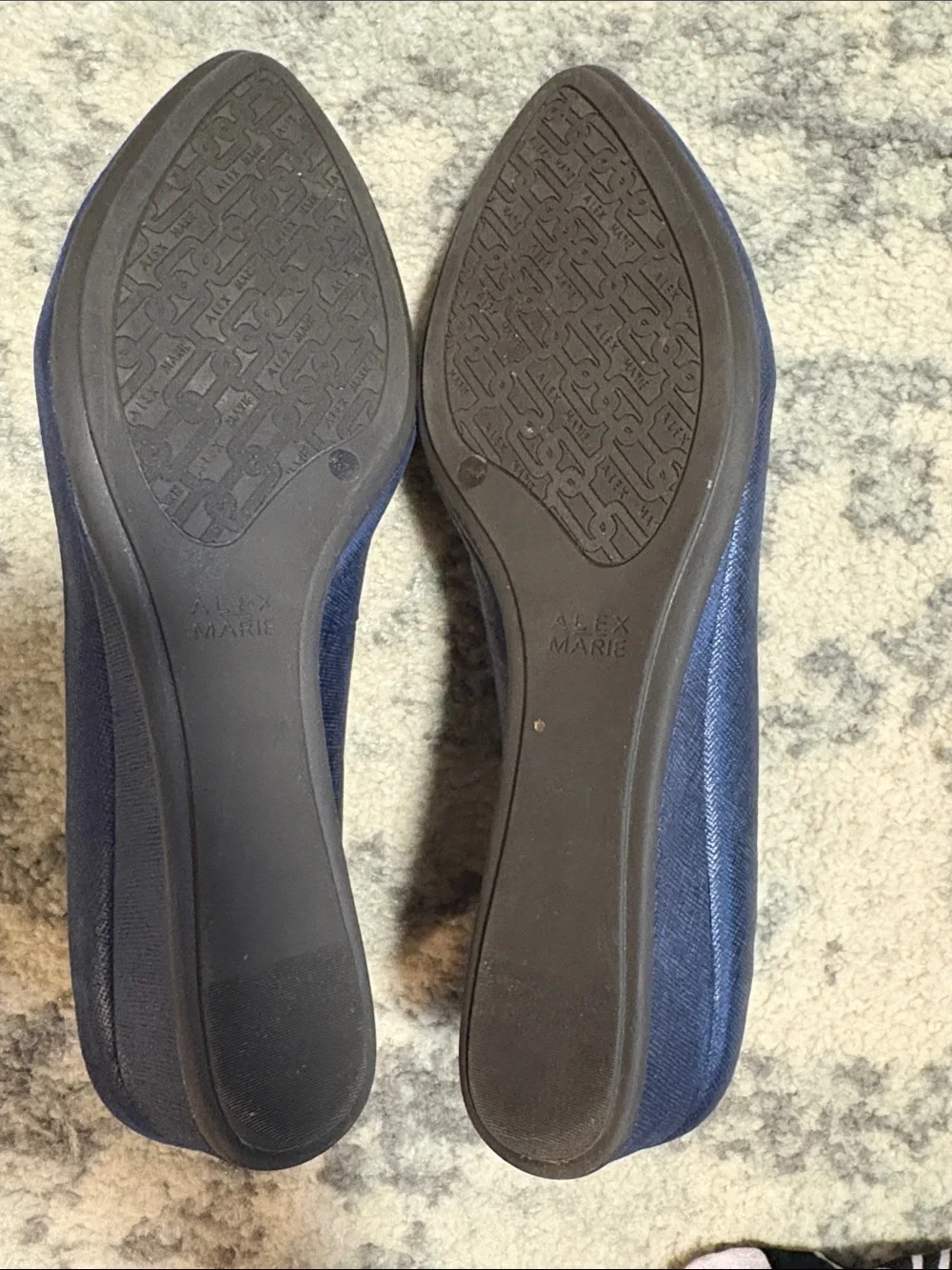 Alex Marie Navy Blue Low Wedge Moriah Leather Pumps